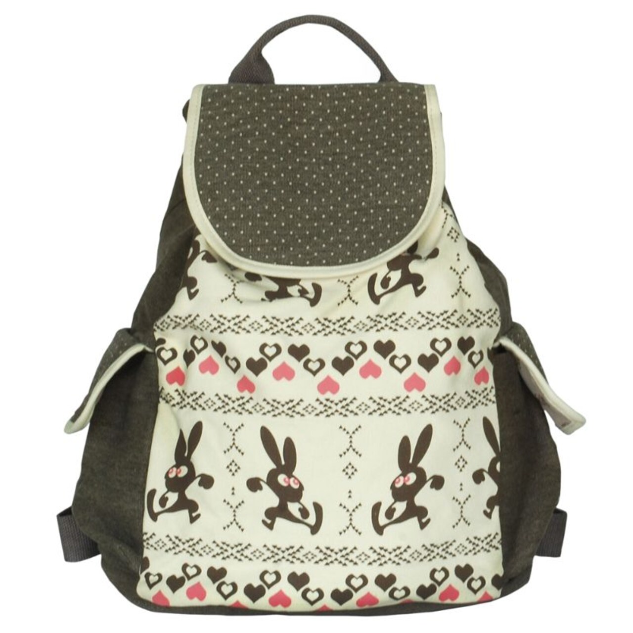 Stylish Happy Trip Canvas School Backpack, Artistic Daypack for Girls, Practical & Washable